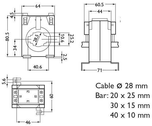 M70431 Трансформатор тока TCH6 150/5A, 0.2s 1VA, 0.5s 1.5VA, CIRCUTOR